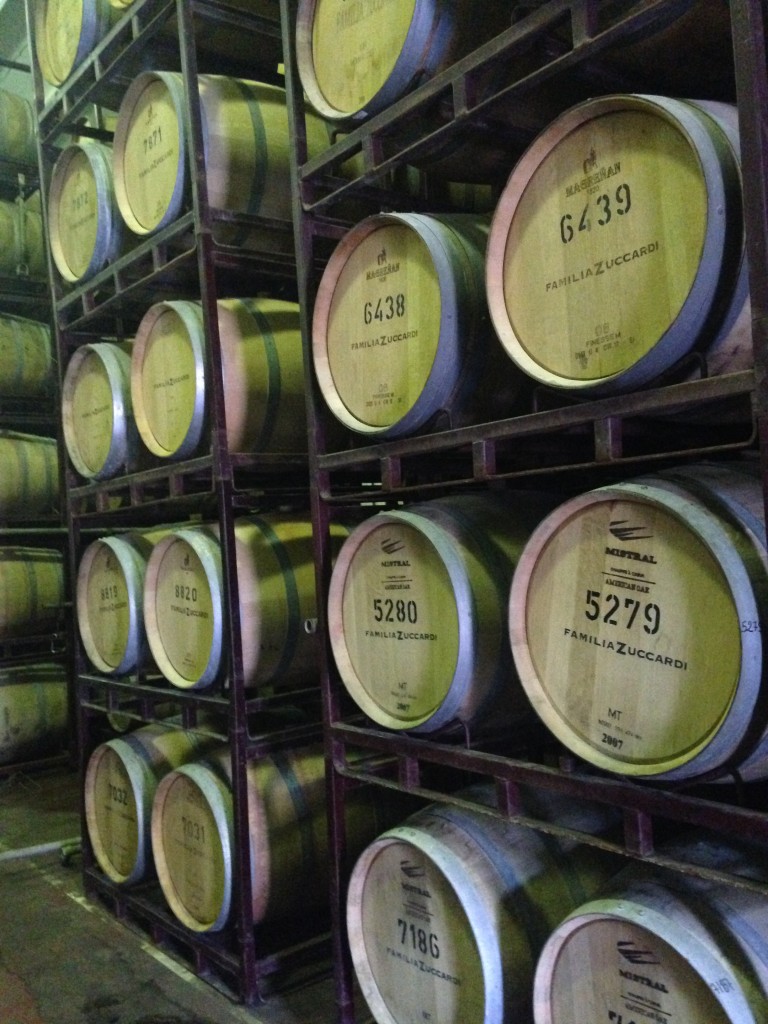 Barris de carvalho da Bodega Zuccardi